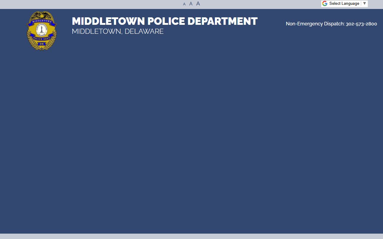 Middletown Police site for Middletown 72 Hour Booking