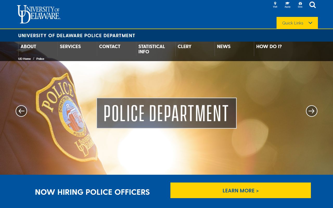University of Delaware Police site for Newark 72 Hour Booking