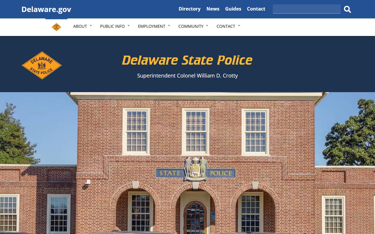 Delaware State Police main site for 72 Hour Booking info
