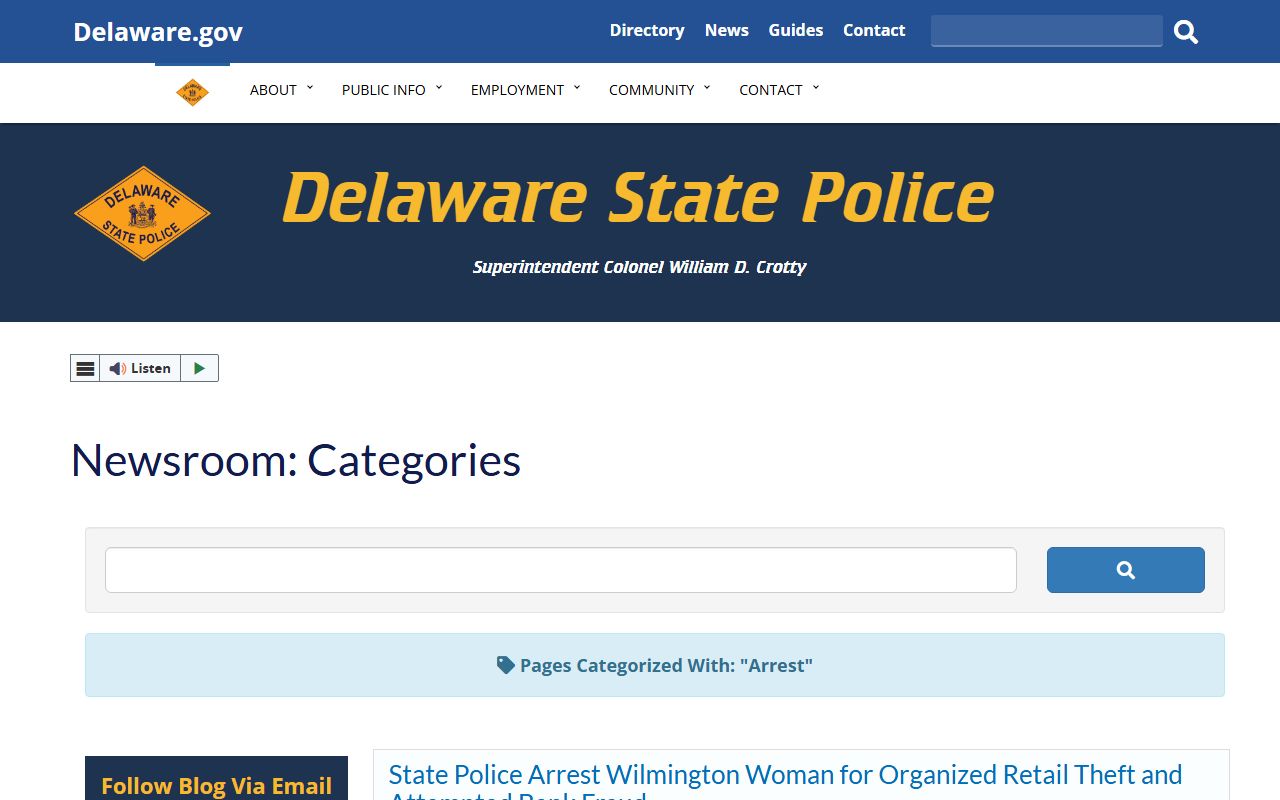 Delaware State Police 72 Hour Booking arrest archive page