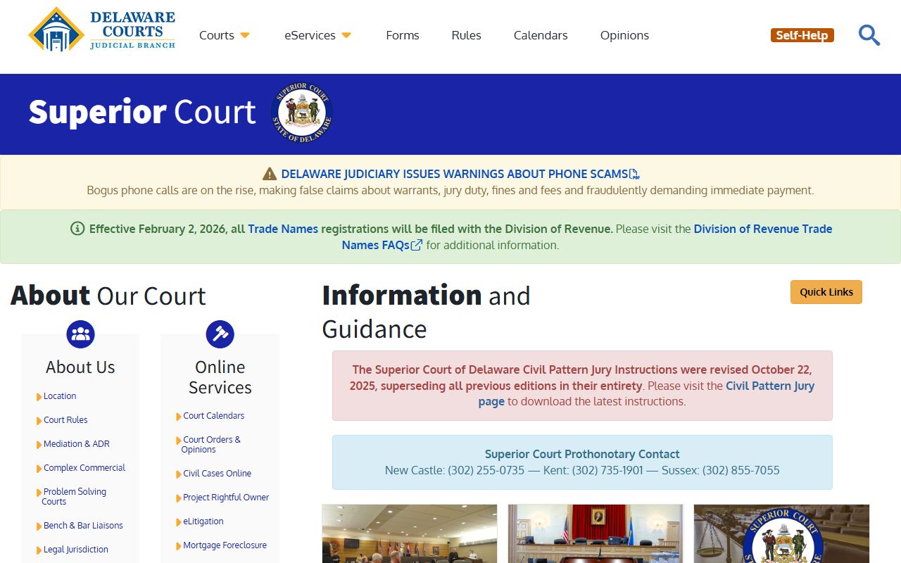 Delaware Superior Court linked to 72 Hour Booking cases